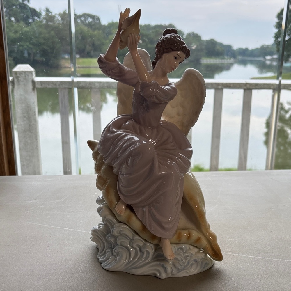 Nautical Elegant Angel Figurine in Soft Pastel Hues